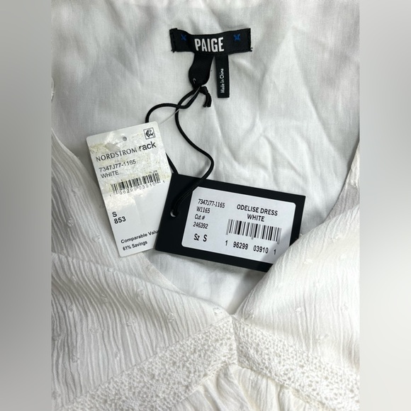 PAIGE White ODELISE raised dot ruffle hem mini dress size‎ S. - Picture 13 of 15